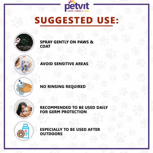 Petvit Pet Sanitizer With Citronella Oil Vitamin E Oil Kills 99.9%For All Breed Dog & Cat-100Ml