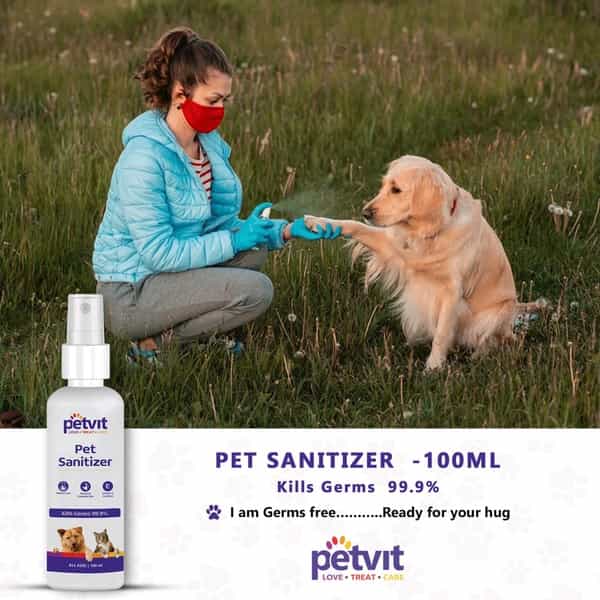 Petvit Pet Sanitizer With Citronella Oil Vitamin E Oil Kills 99.9%For All Breed Dog & Cat-100Ml