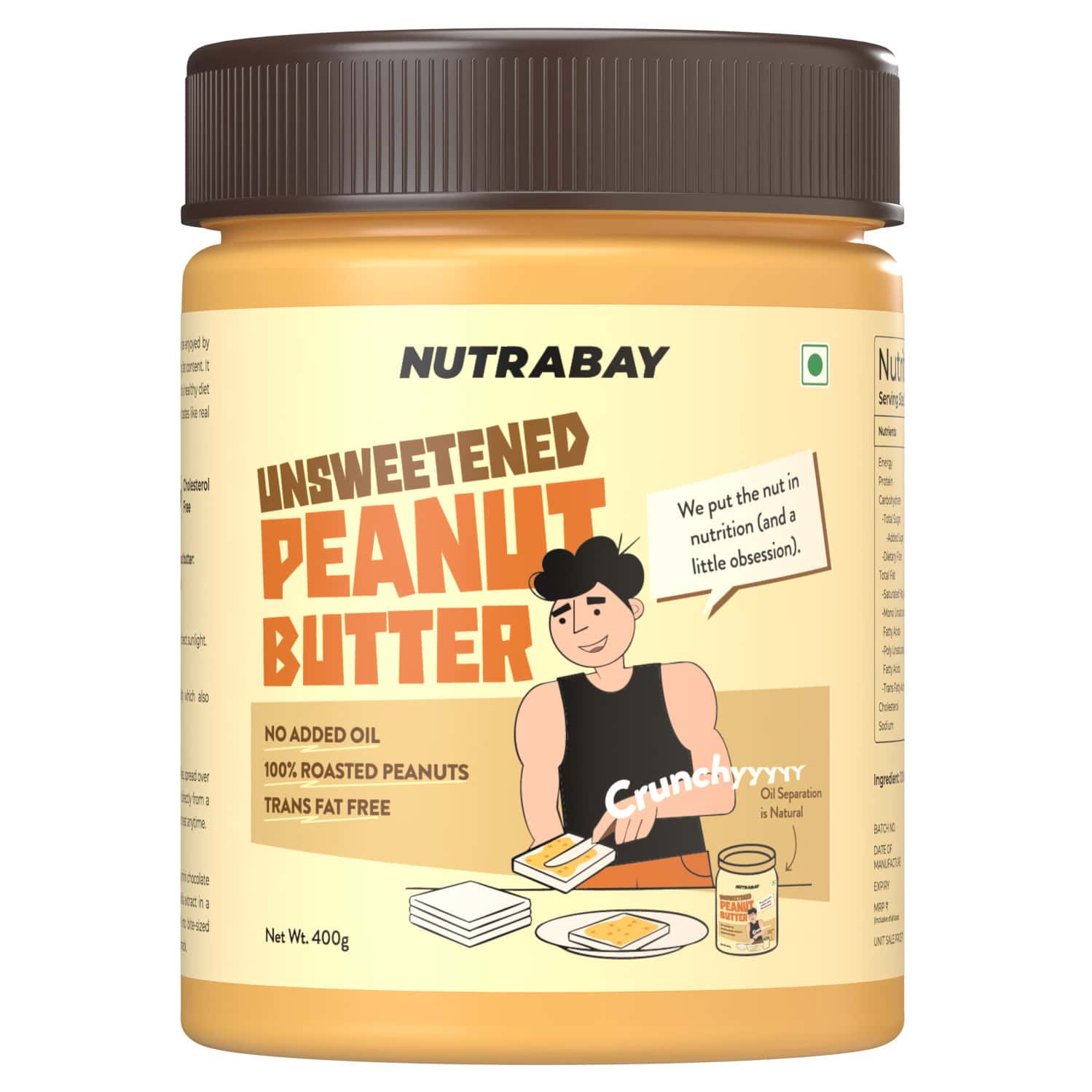 Nutrabay Foods All-natural Peanut Butter (crunchy) - Unsweetened 400g