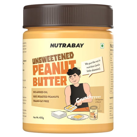 Nutrabay Foods All-Natural Peanut Butter (Crunchy) - Unsweetened 400g