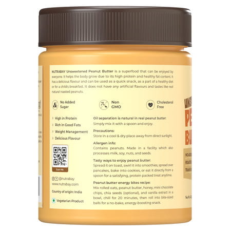Nutrabay Foods All-Natural Peanut Butter (Crunchy) - Unsweetened 400G