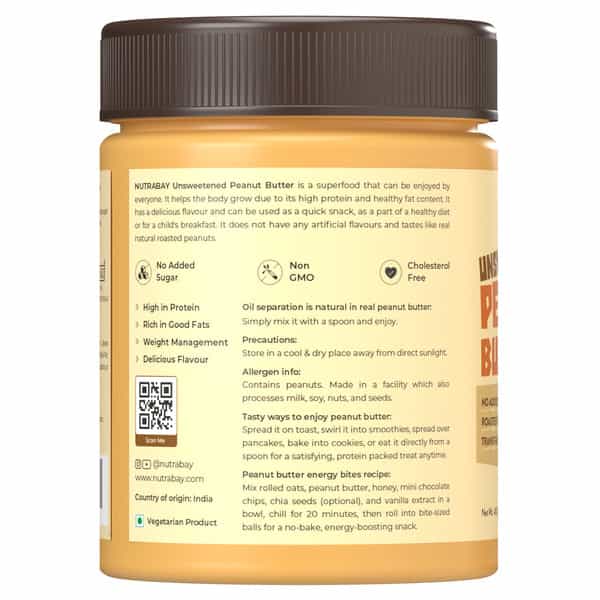 Nutrabay Foods All-Natural Peanut Butter (Crunchy) - Unsweetened 400G