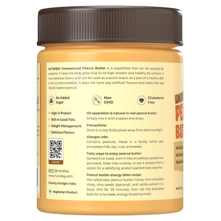 Nutrabay Foods All-Natural Peanut Butter (Crunchy) - Unsweetened 400g