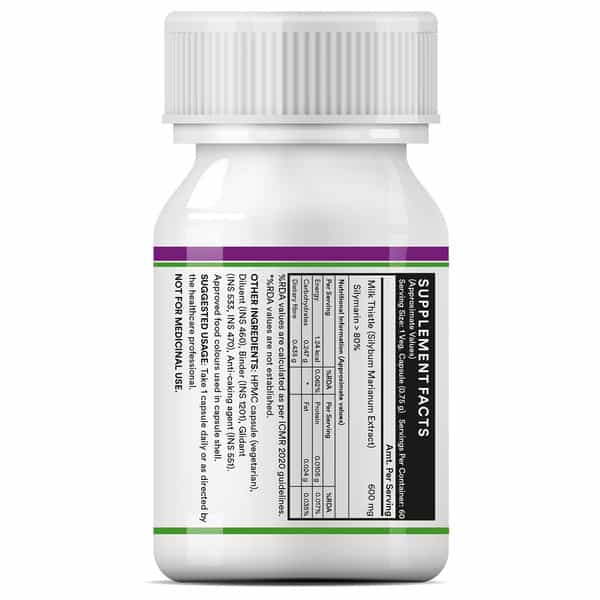 Inlife Milk Thistle 80% Silymarin Liver Cleanse Detox Support Supplement | 600 Mg - 60 Veg. Capsules