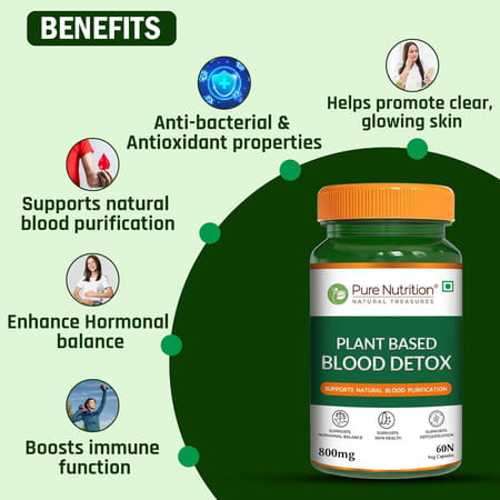 Pure Nutrition Plant-Based Blood Detox 800mg - 60 Veg Capsules