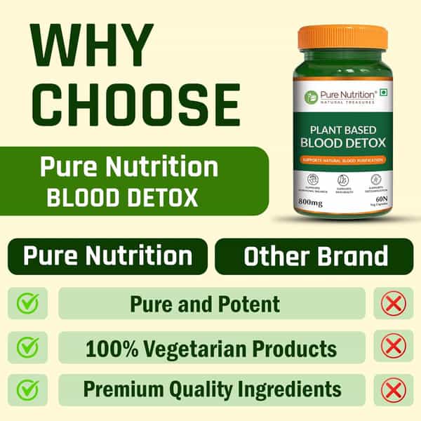 Pure Nutrition Plant-Based Blood Detox 800Mg - 60 Veg Capsules