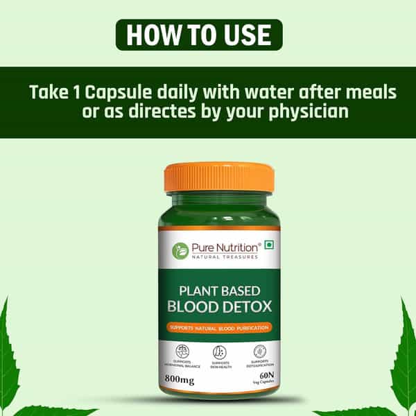 Pure Nutrition Plant-Based Blood Detox 800Mg - 60 Veg Capsules