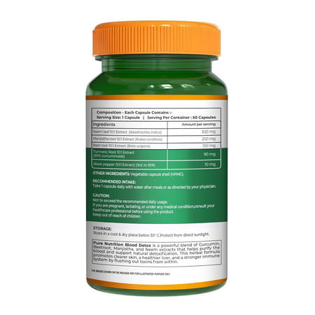 Pure Nutrition Plant-Based Blood Detox 800mg - 60 Veg Capsules