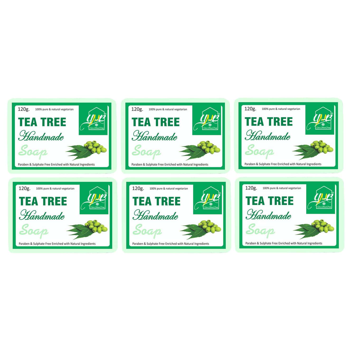 Ynb Yours Natural Buddy Organic Tea Tree Handmade Sls & Paraben Free Soap 120g (pack Of 6)