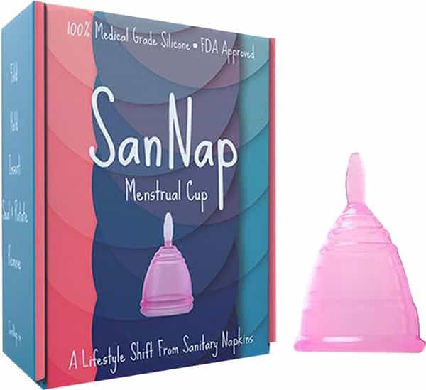 Sannap Fda Approved Reusable Menstrual Cup With Medical Grade Silicone Large (Pink)