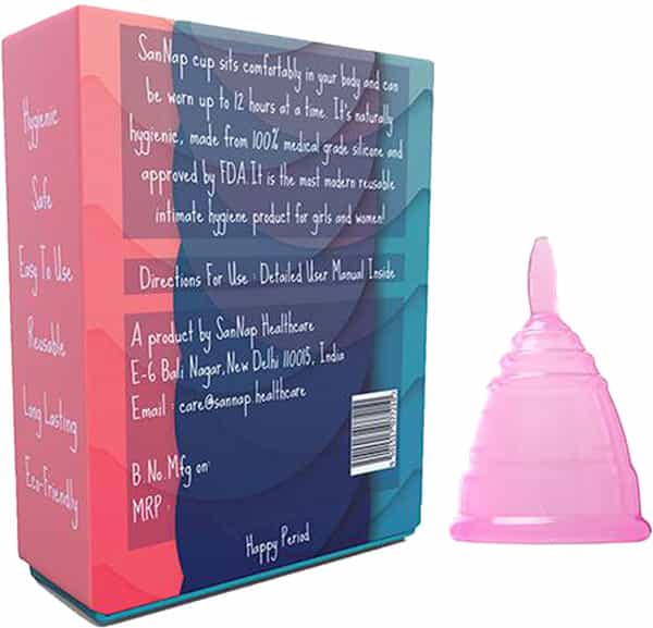 Sannap Fda Approved Reusable Menstrual Cup With Medical Grade Silicone Large (Pink)