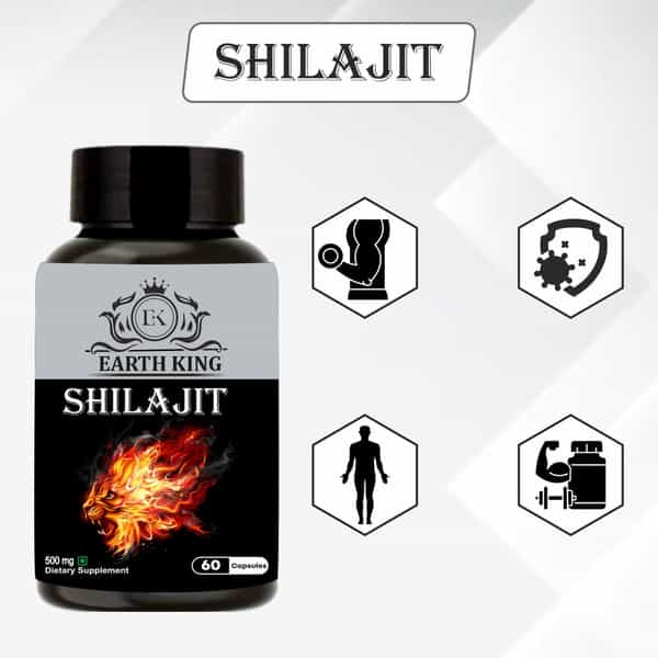 Earth King Shilajit/Shilajeet Capsule Supports Energy & Energy - 500Mg 60 Capsules (Pack Of 1)