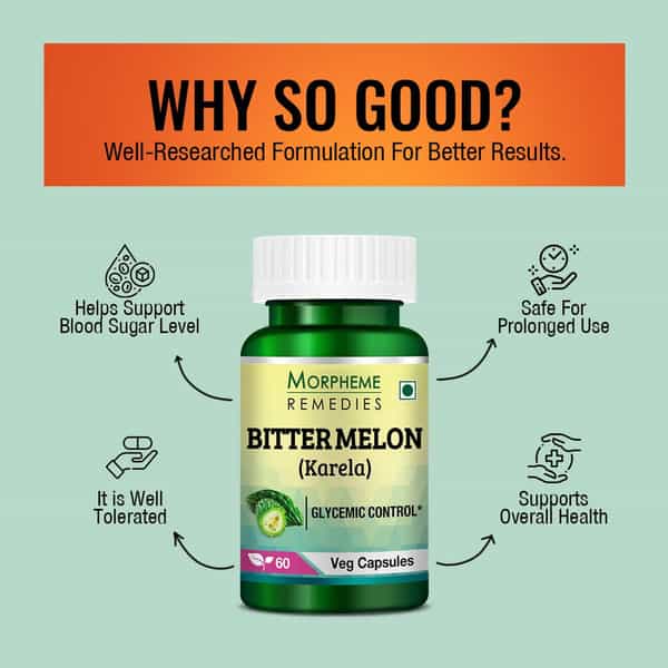 Morpheme Remedies Bittermelon (Karela) 500Mg Extract 60 Veg Caps