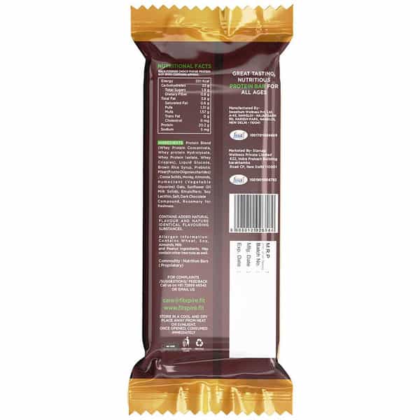 Fitspire Protein Bar - Choco Fudge Flavor 60 Gm | Snack Bar X Pack Of 4