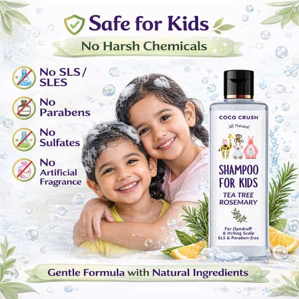 Coco Crush Kids Dandruff Shampoo | Neem & Tea Tree Oil | 100% Natural For Itchy Scalp - 100Ml