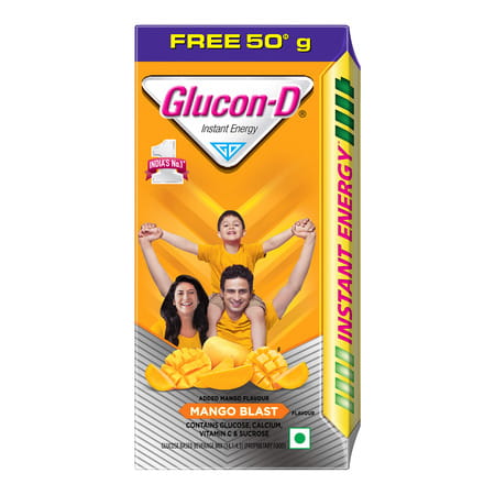 Glucon-D Mango Blast Glucose Powder With 75g+50g Refill