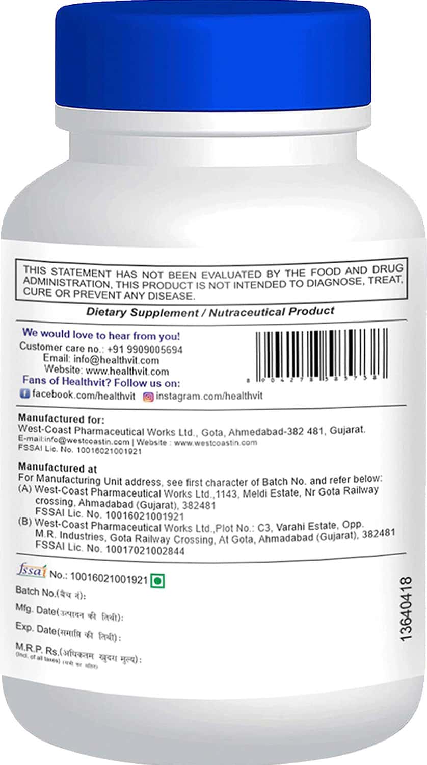 Buy HEALTHVIT ASPARAGUS 400MG (SAPONIN 20) 60 CAPSULES Online & Get