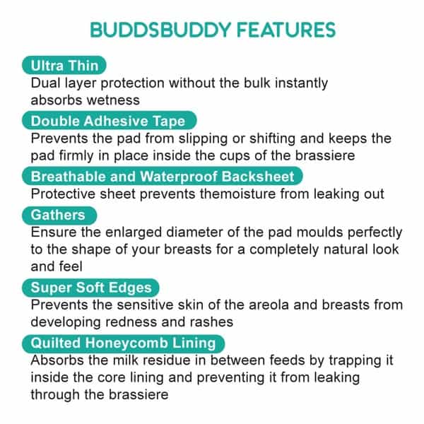 Buddsbuddy Ultra Thin Super Absorbent Disposable Nursing Breast Pads 50Pcs White 25% Extra