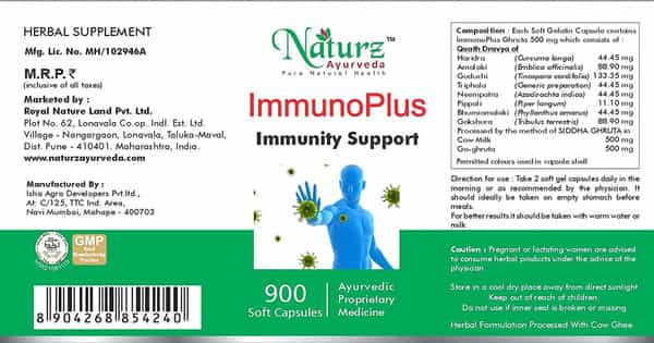 Naturz Ayurveda Immunoplus - 900 Capsules (Pack Of 4)