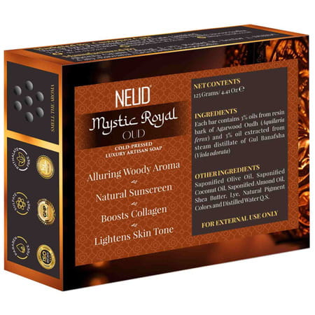 Neud Mystic Royal Oud Luxury Artisan Handmade Soaps Bar - Pack 4 | 125gm Each