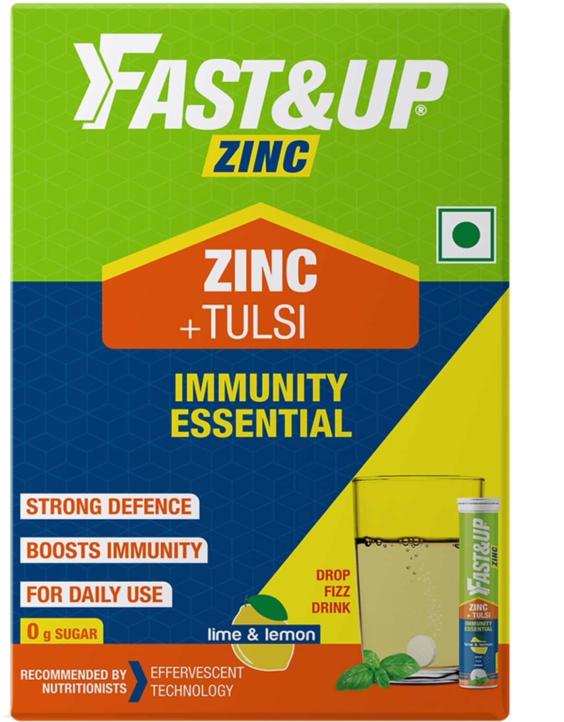 Fast&Up Zinc With Tulsi Extract For Daily Immunity & Well Being 30 Effervescent Tablets