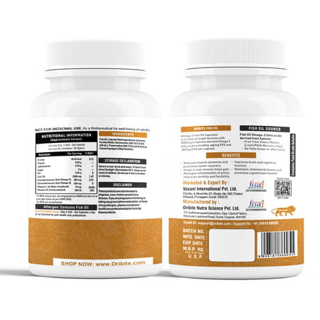 Oribite Omega 3 Fish Oil Capsules For Heart Health 60 Capsules