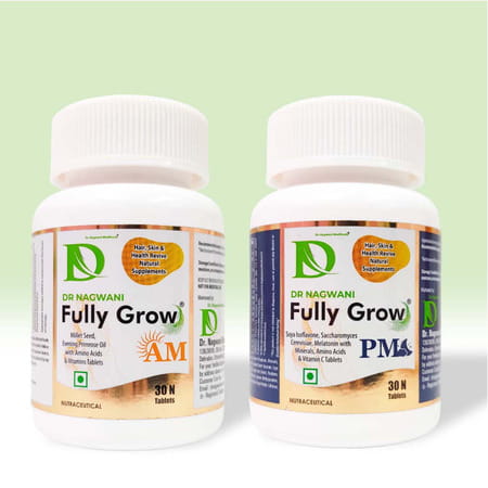 Dr Nagwani Fully Grow Am/Pm 60 Tablets | Veg For Men/Women/Adults | Hair | Skin | Health Supplement