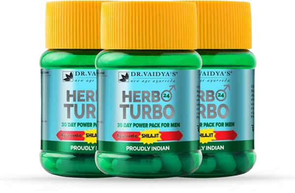 Dr. Vaidya's Herbo24turbo - Ayurvedic Capsules For Male Sexual Wellness - Pack Of 3
