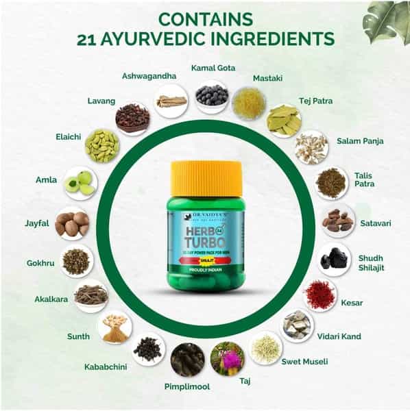 Dr. Vaidya's Herbo24turbo - Ayurvedic Capsules For Male Sexual Wellness - Pack Of 3