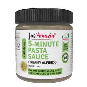 Jus Amazin 5-minute Pasta Sauce -creamy Alfredo -200g|clean Nutrition|85% Nuts -cashewnuts & Almonds