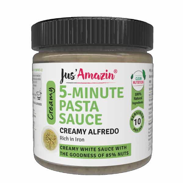 Jus Amazin 5-Minute Pasta Sauce -Creamy Alfredo -200G|Clean Nutrition|85% Nuts -Cashewnuts & Almonds