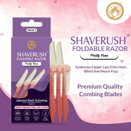 Mom & World Shaverush Women Foldable Pretty Face Razors- 5 In 1 Pack Of 3