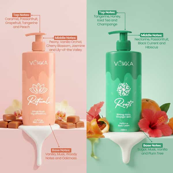 Vokka Ritual & Roots Perfume Body Lotion Combo 250Ml X 2 | Vanilla Orchid & Citrus Honey