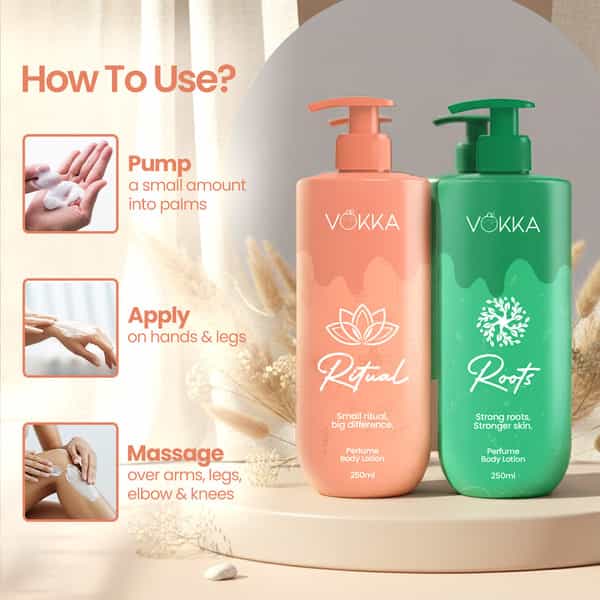 Vokka Ritual & Roots Perfume Body Lotion Combo 250Ml X 2 | Vanilla Orchid & Citrus Honey
