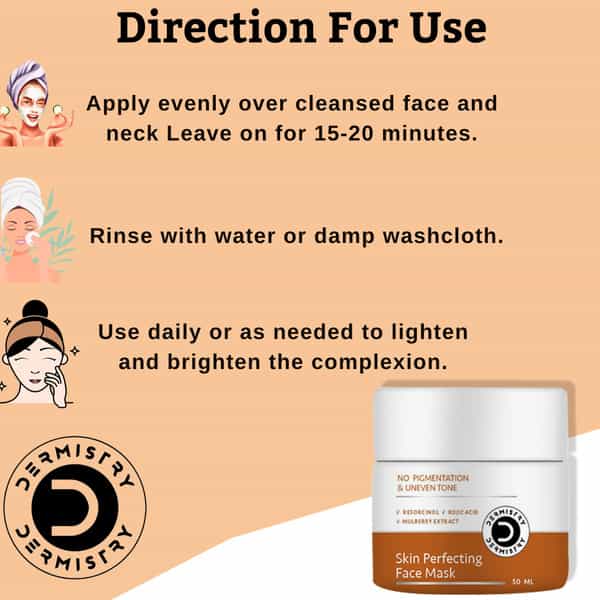Dermistry Pigmentation Dark Spot Dull Uneven Tone Tan Removal Lightening Face Wash & Fairness Mask