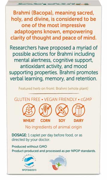 Himalaya Organic Bacopa | Brahmi | For Mental Alertness | Caplets | 60 No's