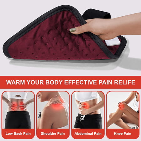 Addmax Electric Heating Pad Orthopaedic Heating Belt For Back Waist Stomach Pain Relief - Wine