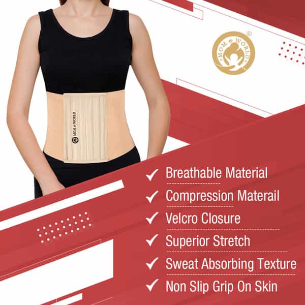 Mom & World Tummy Trimmer 8" Abdominal Belt Body Shaper Belt For Stomach Brown Colour Belt Xl Size