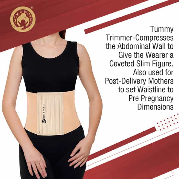 Mom & World Tummy Trimmer 8" Abdominal Belt Body Shaper Belt For Stomach Brown Colour Belt Xl Size