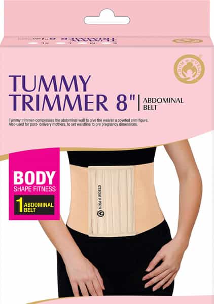 Mom & World Tummy Trimmer 8" Abdominal Belt Body Shaper Belt For Stomach Brown Colour Belt Xl Size