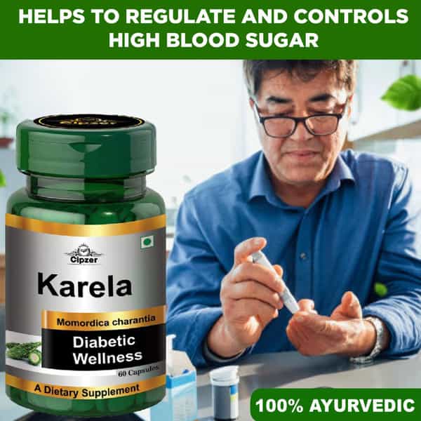 Cipzer Karela Capsule | Helps In Regulating Blood Sugar Level And Boost The Metabolism-60 Capsules