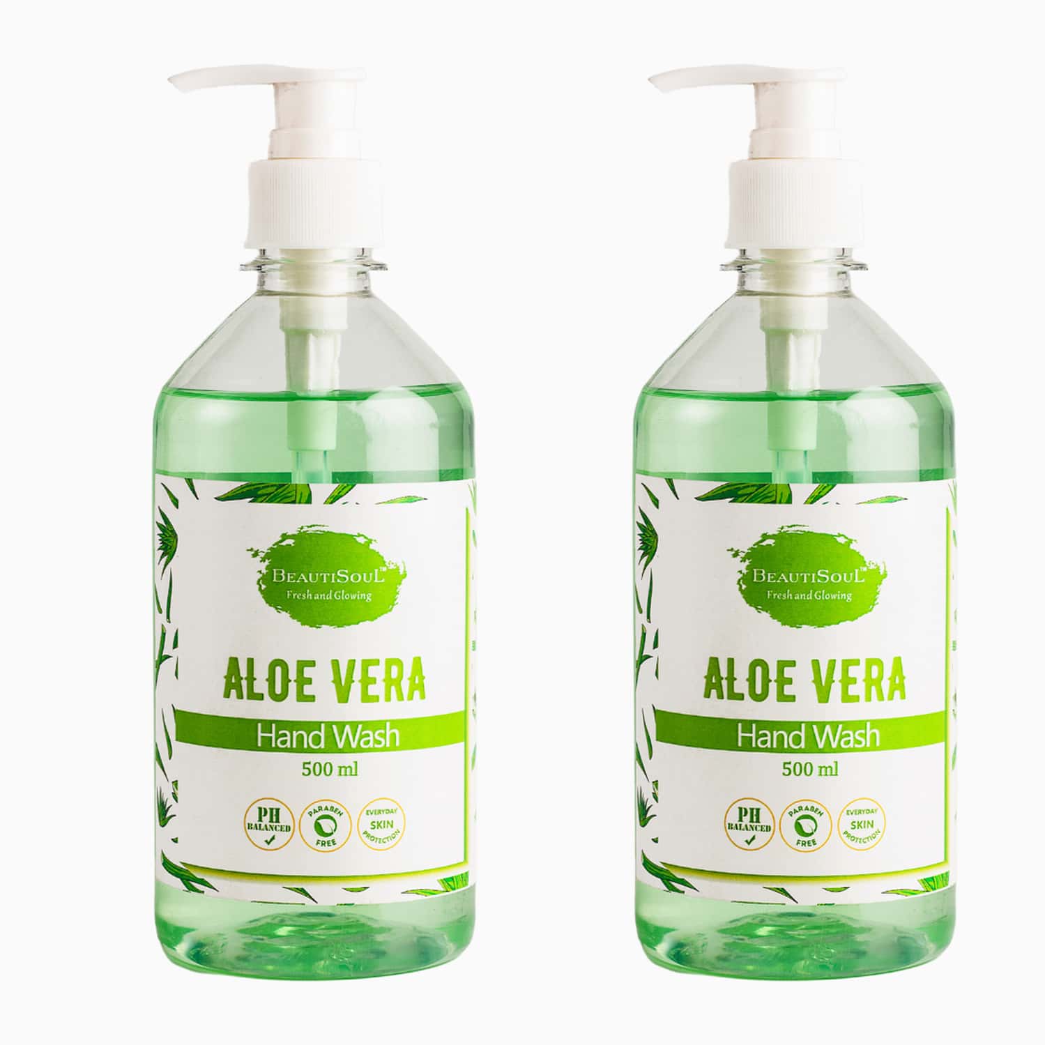 Beautisoul Aloe Vera Handwash With Pure Aloe Vera And Glycerin| (Pack Of 2) (500 Ml X 2)