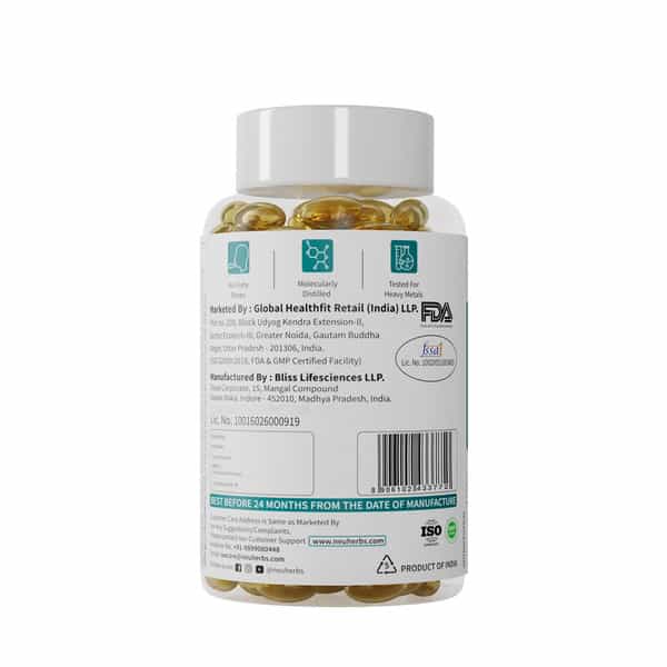 Neuherbs Mini Deep Sea Fish Oil - Omega 3 1000 Mg Epa & Dha With Vitamin D3 & E - 90 Capsules