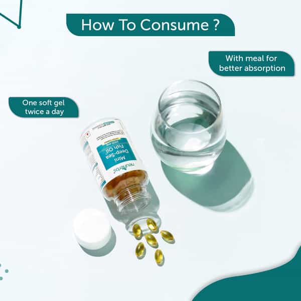 Neuherbs Mini Deep Sea Fish Oil - Omega 3 1000 Mg Epa & Dha With Vitamin D3 & E - 90 Capsules