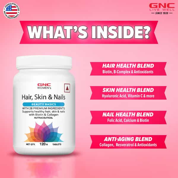 Gnc Women's Hair Skin And Nails Tablets Bottle Of 120