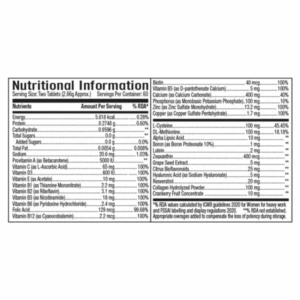 Gnc Women's Hair Skin And Nails Tablets Bottle Of 120