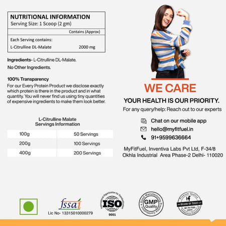 Myfitfuel Citrulline Malate (200 Gm) Unflavoured| Amino Acid