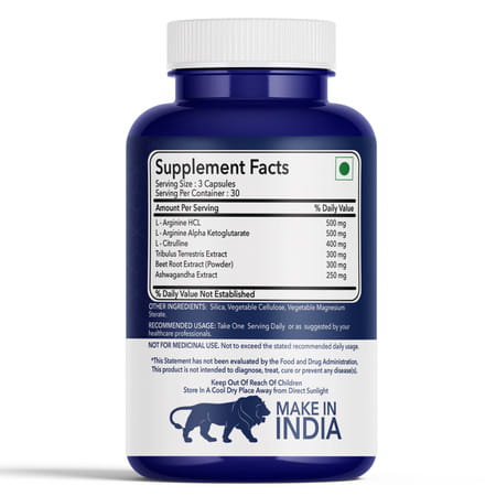 Fitness Veda Extra Strength Nitric Oxide Supplement L Arginine 3x Strength - Citrulline Malate