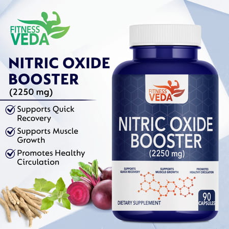 Fitness Veda Extra Strength Nitric Oxide Supplement L Arginine 3x Strength - Citrulline Malate