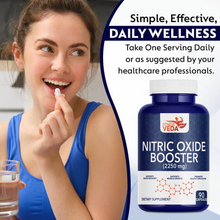 Fitness Veda Extra Strength Nitric Oxide Supplement L Arginine 3x Strength - Citrulline Malate